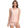 imageWiWi Pajama Set for Women Sexy Sleeveless Tops with Shorts Viscose from Bamboo Soft Ribbed Fabric Racerback Sleepwear SXXLPale Pink