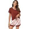 imageWiWi Pajamas Set for Women Cooling Short Sleeve Sleepwear Soft Knit Shorts Pjs Sets Viscose from Bamboo SXXLAbrickred