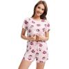 imageWiWi Pajamas Set for Women Cooling Short Sleeve Sleepwear Soft Knit Shorts Pjs Sets Viscose from Bamboo SXXLAcoffee Cup