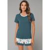 imageWiWi Pajamas Set for Women Cooling Short Sleeve Sleepwear Soft Knit Shorts Pjs Sets Viscose from Bamboo SXXLAgreen