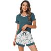 imageWiWi Pajamas Set for Women Cooling Short Sleeve Sleepwear Soft Knit Shorts Pjs Sets Viscose from Bamboo SXXLAgreen
