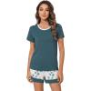 imageWiWi Pajamas Set for Women Cooling Short Sleeve Sleepwear Soft Knit Shorts Pjs Sets Viscose from Bamboo SXXLAgreen
