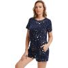 imageWiWi Pajamas Set for Women Cooling Short Sleeve Sleepwear Soft Knit Shorts Pjs Sets Viscose from Bamboo SXXLAnavy Stars