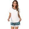 imageWiWi Pajamas Set for Women Cooling Short Sleeve Sleepwear Soft Knit Shorts Pjs Sets Viscose from Bamboo SXXLAraw WhiteGreen