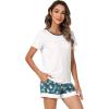 imageWiWi Pajamas Set for Women Cooling Short Sleeve Sleepwear Soft Knit Shorts Pjs Sets Viscose from Bamboo SXXLAraw WhiteGreen