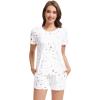 imageWiWi Pajamas Set for Women Cooling Short Sleeve Sleepwear Soft Knit Shorts Pjs Sets Viscose from Bamboo SXXLAwhite Stars