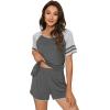 imageWiWi Pajamas Set for Women Cooling Short Sleeve Sleepwear Soft Knit Shorts Pjs Sets Viscose from Bamboo SXXLBdark Heather Grey
