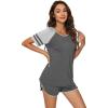 imageWiWi Pajamas Set for Women Cooling Short Sleeve Sleepwear Soft Knit Shorts Pjs Sets Viscose from Bamboo SXXLBdark Heather Grey