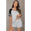 imageWiWi Pajamas Set for Women Cooling Short Sleeve Sleepwear Soft Knit Shorts Pjs Sets Viscose from Bamboo SXXLBlight Heather Grey