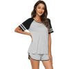 imageWiWi Pajamas Set for Women Cooling Short Sleeve Sleepwear Soft Knit Shorts Pjs Sets Viscose from Bamboo SXXLBlight Heather Grey