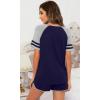 imageWiWi Pajamas Set for Women Cooling Short Sleeve Sleepwear Soft Knit Shorts Pjs Sets Viscose from Bamboo SXXLBnavy