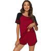 imageWiWi Pajamas Set for Women Cooling Short Sleeve Sleepwear Soft Knit Shorts Pjs Sets Viscose from Bamboo SXXLBwine Red
