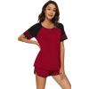 imageWiWi Pajamas Set for Women Cooling Short Sleeve Sleepwear Soft Knit Shorts Pjs Sets Viscose from Bamboo SXXLBwine Red