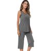 imageWiWi Pajamas Set for Women Sleeveless Tank Tops Capri Pants Pjs Sets Sleepwear Lightweight Loungewear SXXLDark Heather Grey