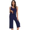 imageWiWi Pajamas Set for Women Sleeveless Tank Tops Capri Pants Pjs Sets Sleepwear Lightweight Loungewear SXXLNavy