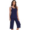 imageWiWi Pajamas Set for Women Sleeveless Tank Tops Capri Pants Pjs Sets Sleepwear Lightweight Loungewear SXXLNavy
