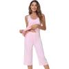 imageWiWi Pajamas Set for Women Sleeveless Tank Tops Capri Pants Pjs Sets Sleepwear Lightweight Loungewear SXXLPink