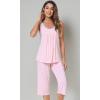 imageWiWi Pajamas Set for Women Sleeveless Tank Tops Capri Pants Pjs Sets Sleepwear Lightweight Loungewear SXXLPink