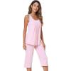 imageWiWi Pajamas Set for Women Sleeveless Tank Tops Capri Pants Pjs Sets Sleepwear Lightweight Loungewear SXXLPink