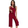 imageWiWi Pajamas Set for Women Sleeveless Tank Tops Capri Pants Pjs Sets Sleepwear Lightweight Loungewear SXXLWine Red