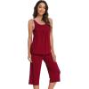 imageWiWi Pajamas Set for Women Sleeveless Tank Tops Capri Pants Pjs Sets Sleepwear Lightweight Loungewear SXXLWine Red