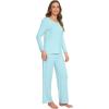imageWiWi Pajamas Sets for Women Soft Long Sleeve Tops and Pants Sleepwear Ladies Pjs Viscose from Bamboo Pj SXXLAaqua Sky