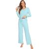 imageWiWi Pajamas Sets for Women Soft Long Sleeve Tops and Pants Sleepwear Ladies Pjs Viscose from Bamboo Pj SXXLAaqua Sky