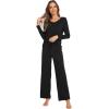 imageWiWi Pajamas Sets for Women Soft Long Sleeve Tops and Pants Sleepwear Ladies Pjs Viscose from Bamboo Pj SXXLAblack
