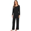 imageWiWi Pajamas Sets for Women Soft Long Sleeve Tops and Pants Sleepwear Ladies Pjs Viscose from Bamboo Pj SXXLAblack