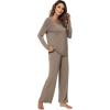 imageWiWi Pajamas Sets for Women Soft Long Sleeve Tops and Pants Sleepwear Ladies Pjs Viscose from Bamboo Pj SXXLAcamel