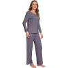 imageWiWi Pajamas Sets for Women Soft Long Sleeve Tops and Pants Sleepwear Ladies Pjs Viscose from Bamboo Pj SXXLAdark Grey