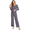 imageWiWi Pajamas Sets for Women Soft Long Sleeve Tops and Pants Sleepwear Ladies Pjs Viscose from Bamboo Pj SXXLAdark Grey