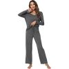 imageWiWi Pajamas Sets for Women Soft Long Sleeve Tops and Pants Sleepwear Ladies Pjs Viscose from Bamboo Pj SXXLAdark Heather Grey
