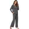 imageWiWi Pajamas Sets for Women Soft Long Sleeve Tops and Pants Sleepwear Ladies Pjs Viscose from Bamboo Pj SXXLAdark Heather Grey