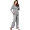 imageWiWi Pajamas Sets for Women Soft Long Sleeve Tops and Pants Sleepwear Ladies Pjs Viscose from Bamboo Pj SXXLAheather Grey