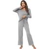 imageWiWi Pajamas Sets for Women Soft Long Sleeve Tops and Pants Sleepwear Ladies Pjs Viscose from Bamboo Pj SXXLAheather Grey