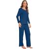 imageWiWi Pajamas Sets for Women Soft Long Sleeve Tops and Pants Sleepwear Ladies Pjs Viscose from Bamboo Pj SXXLAink Blue