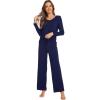 imageWiWi Pajamas Sets for Women Soft Long Sleeve Tops and Pants Sleepwear Ladies Pjs Viscose from Bamboo Pj SXXLAnavy