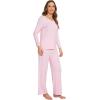 imageWiWi Pajamas Sets for Women Soft Long Sleeve Tops and Pants Sleepwear Ladies Pjs Viscose from Bamboo Pj SXXLApink