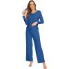 imageWiWi Pajamas Sets for Women Soft Long Sleeve Tops and Pants Sleepwear Ladies Pjs Viscose from Bamboo Pj SXXLAprussian Blue