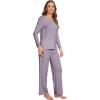 imageWiWi Pajamas Sets for Women Soft Long Sleeve Tops and Pants Sleepwear Ladies Pjs Viscose from Bamboo Pj SXXLAviolet