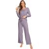 imageWiWi Pajamas Sets for Women Soft Long Sleeve Tops and Pants Sleepwear Ladies Pjs Viscose from Bamboo Pj SXXLAviolet