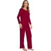 imageWiWi Pajamas Sets for Women Soft Long Sleeve Tops and Pants Sleepwear Ladies Pjs Viscose from Bamboo Pj SXXLAwine Red