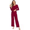 imageWiWi Pajamas Sets for Women Soft Long Sleeve Tops and Pants Sleepwear Ladies Pjs Viscose from Bamboo Pj SXXLAwine Red