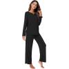 imageWiWi Pajamas Sets for Women Soft Long Sleeve Tops and Pants Sleepwear Ladies Pjs Viscose from Bamboo Pj SXXLBblack
