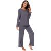 imageWiWi Pajamas Sets for Women Soft Long Sleeve Tops and Pants Sleepwear Ladies Pjs Viscose from Bamboo Pj SXXLBdark Grey