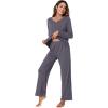imageWiWi Pajamas Sets for Women Soft Long Sleeve Tops and Pants Sleepwear Ladies Pjs Viscose from Bamboo Pj SXXLBdark Grey