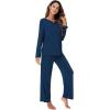 imageWiWi Pajamas Sets for Women Soft Long Sleeve Tops and Pants Sleepwear Ladies Pjs Viscose from Bamboo Pj SXXLBink Blue