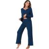 imageWiWi Pajamas Sets for Women Soft Long Sleeve Tops and Pants Sleepwear Ladies Pjs Viscose from Bamboo Pj SXXLBink Blue