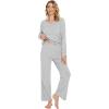 imageWiWi Pajamas Sets for Women Soft Long Sleeve Tops and Pants Sleepwear Ladies Pjs Viscose from Bamboo Pj SXXLBlight Heather Grey